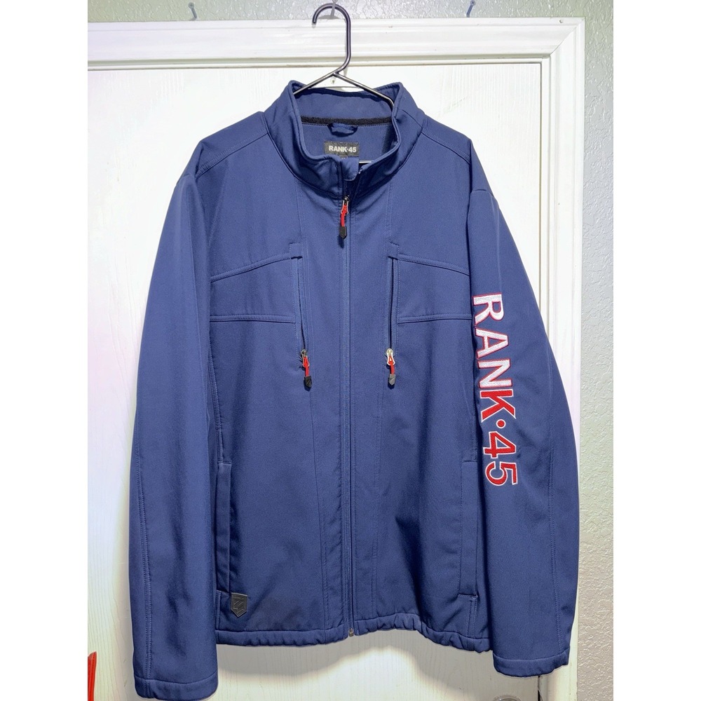 Rank 45 Men's XXL Full Zip Logo Softshell Jacket Blue Western Casual Everyday